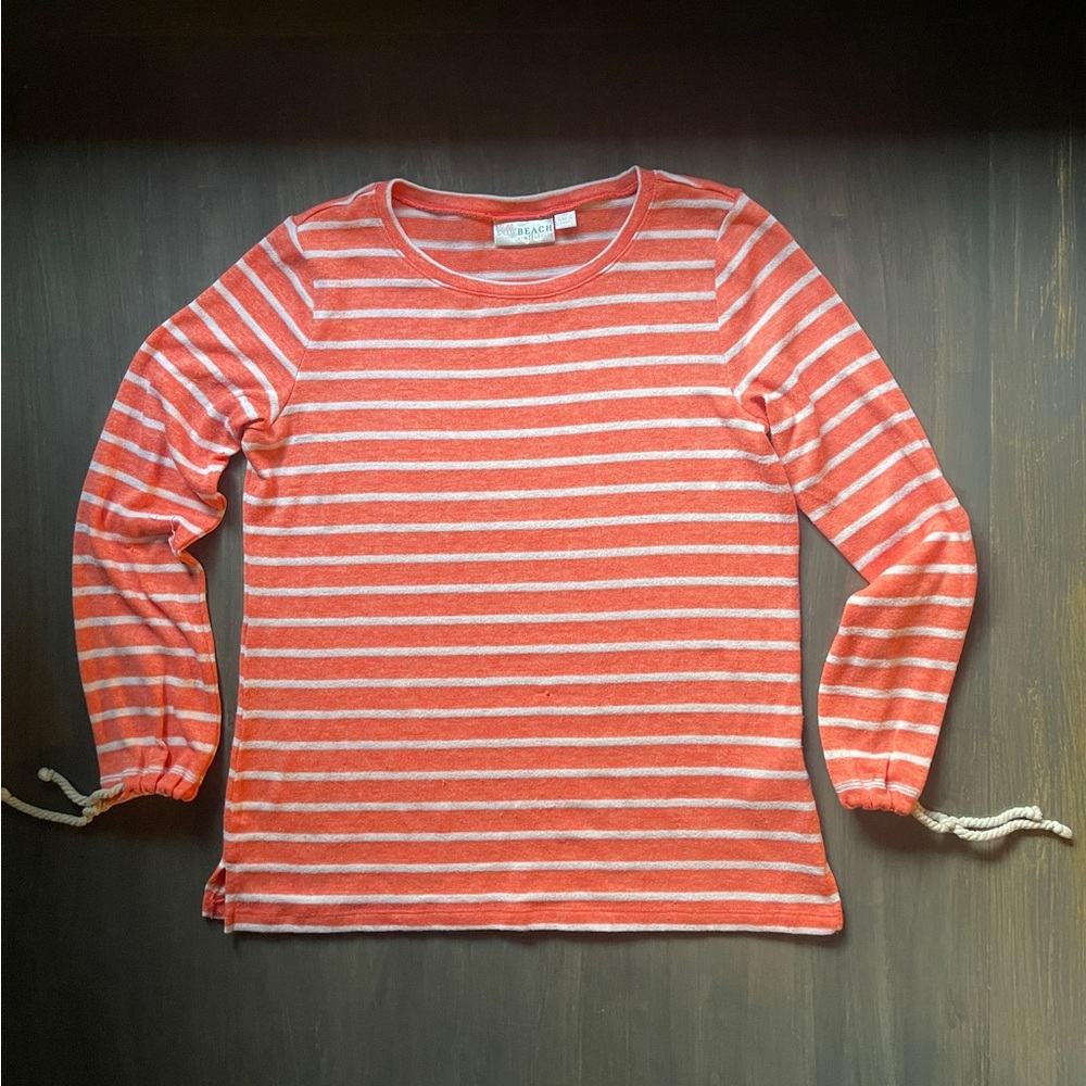 Striped Coral Long Sleeve Top
